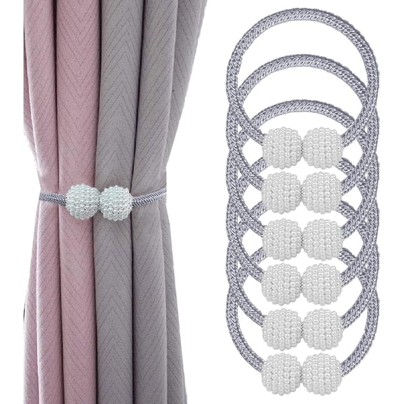 6 Pcs Curtain Tie Backs, Magnetic Curtain Tiebacks, Convenient Drape Tie Backs for Curtains Decorative Holdbacks Holder Curtain Tiebacks for Window Draperies for Drapes Modern Curtain Clips