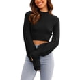 thumbnail image 3 of Jersey de punto para mujer, jersey sexy de corte corto con cuello redondo, sudadera de manga larga, jersey de punto elegante, 3 of 5
