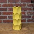 thumbnail image 3 of Gloss Finish Ceramic Round Cylinder Vase with Dimpled Texture – Modern Decorative Flower Vase for Living Room, Bedroom & Office- Yellow, 3 of 7