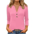 thumbnail image 2 of ClodeEU Womens Shirts， Long Sleeve V Neck Tee，Soft Casual T-Shirts Pink,Womens Plus S, 2 of 6