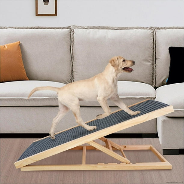 Wooden Dog Ramp 2 Levels Height Adjustable Pet Cat Ladder For Bed Couch