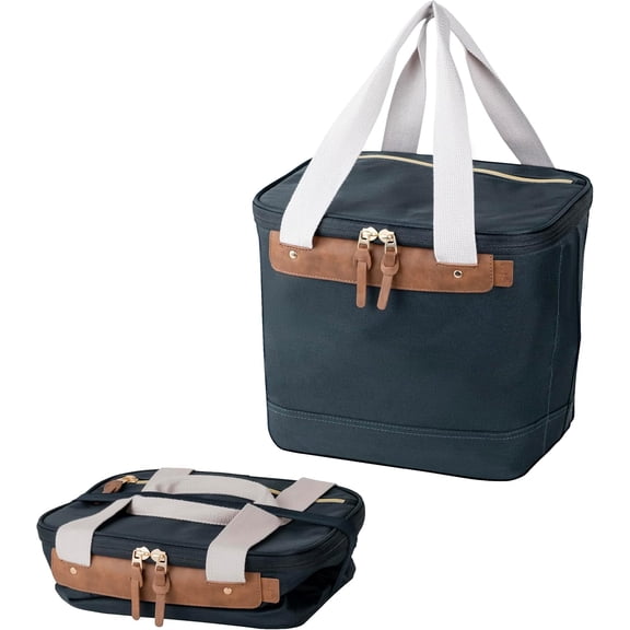 CleverMade Malibu LUXE 18-Can Collapsible Cooler Bag, Leakproof Insulated Soft Cooler, Leeward Navy