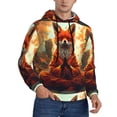 thumbnail image 2 of Pofeuu Maple Leaf Meditating Fox Print Mens Casual Hooded Collar Drawstring Hoodies Pullover Sweatshirts Casual Long Sleeve Shirts-4X-Large, 2 of 7