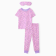 thumbnail image 1 of PatPat Pijamas de ajuste ajustado para niñas pequeñas de bambú viscosa, 3 piezas con estampado y set de máscara para dormir, 1 of 2
