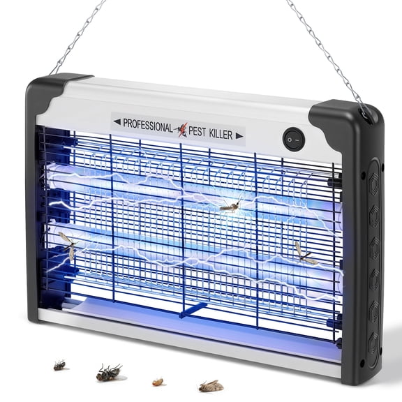 Lumdark Bug Zapper Indoor, High-Voltage Mosquito Killer, with 2 Efficient 10000H LED Bulbs, Protective Mesh,Removable Tray, Electric Energy Saving Fly Trap, Easy to Clean