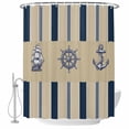thumbnail image 2 of Summer Nautical Shower Curtains for Bathroom, Ocean Sailboat Rudder Coastal Anchor Stripes Texture Washable Fabric Shower Curtain with Hooks Waterproof Bathroom Decor Sets, 72 x 84 Inches, 2 of 9