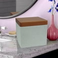 thumbnail image 4 of nu steel nu steel Concrete, made of cement Bathroom Vanity Countertop Storage Organizer Canister Jar for Cotton Swabs, Rounds, Balls, Makeup Sponges, Bath Salts, Grey Stone/brown CON1H, 4 of 6