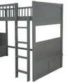 thumbnail image 4 of L-Shaped Triple Bunk Bed Twin Size Bunk Bed with a Loft Bed Attached, Built-in Ladders and Safety Guardrails, 3 Beds in 1 Bedroom Furniture, Gray, 4 of 7