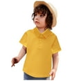thumbnail image 3 of LIUYUNNN Toddler Polo Shirt Boys Short Sleeve Boys Yellow Button up Shirt Boys Uniform Shirts Classic 18-24 Months Boy ClothesBoys Girls Four Seasons Outfits, 3 of 3