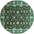thumbnail image 1 of Ahgly Company Indoor Round Oriental Turquoise Blue Traditional Area Rugs, 5' Round, 1 of 4