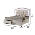 thumbnail image 2 of Sam King Bed with LED Lights-Storage-White Tufted Faux Leather, 2 of 6