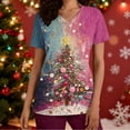thumbnail image 7 of Wowcloth Women's Short Sleeve V-Neck Scrub Top with Christmas Print Pocket for Work and Daily Use, 7 of 7