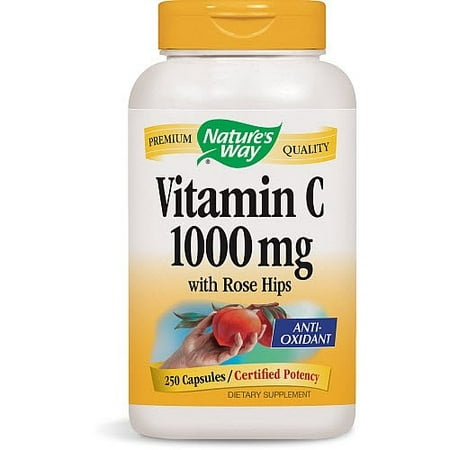 Nature's Way Vitamin C 1000 Rose Hips Capsules, 250