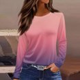 thumbnail image 2 of HVOBTTY Women's Loose Print Long Sleeve Crew Neck T Shirt Casual Fashion Lightweight Soft Tops Hot Pink, XXL, 2 of 5