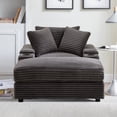 thumbnail image 3 of TUANLUO 44" Single Chaise Lounge Indoor, Corduroy Lounge Chair with Ottoman and Cup Holders, Deep Seat Couch for Living Room, Gray, 3 of 9