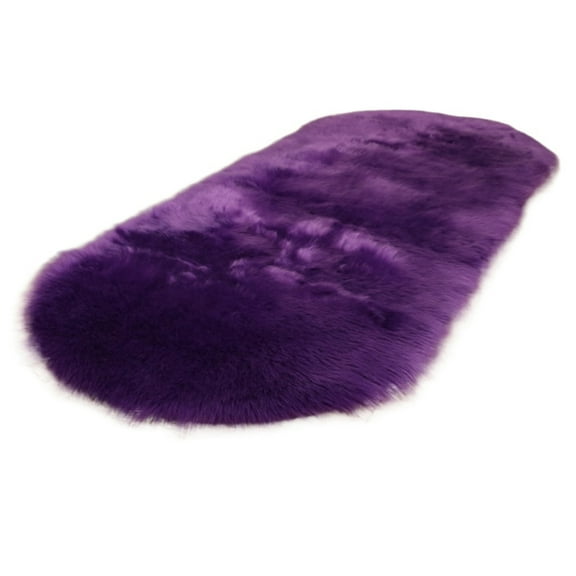 Soft Plush Fur Area Rug Oval 2 x 3ft Purple Shaggy Fluffy Rugs Carpet for Bedroom Living Room Nursery Floor Mat Modern Decor