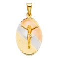 thumbnail image 2 of Wellingsale 14K Tri 3 Color Gold Polished Diamond Cut Religious Jesus Charm Pendant, 2 of 5