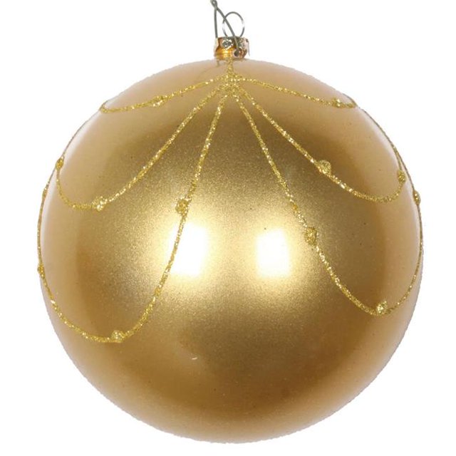 Vickerman MT194608D 4.75 in. Gold Candy Glitter Curtain Ornament - 4 per Bag