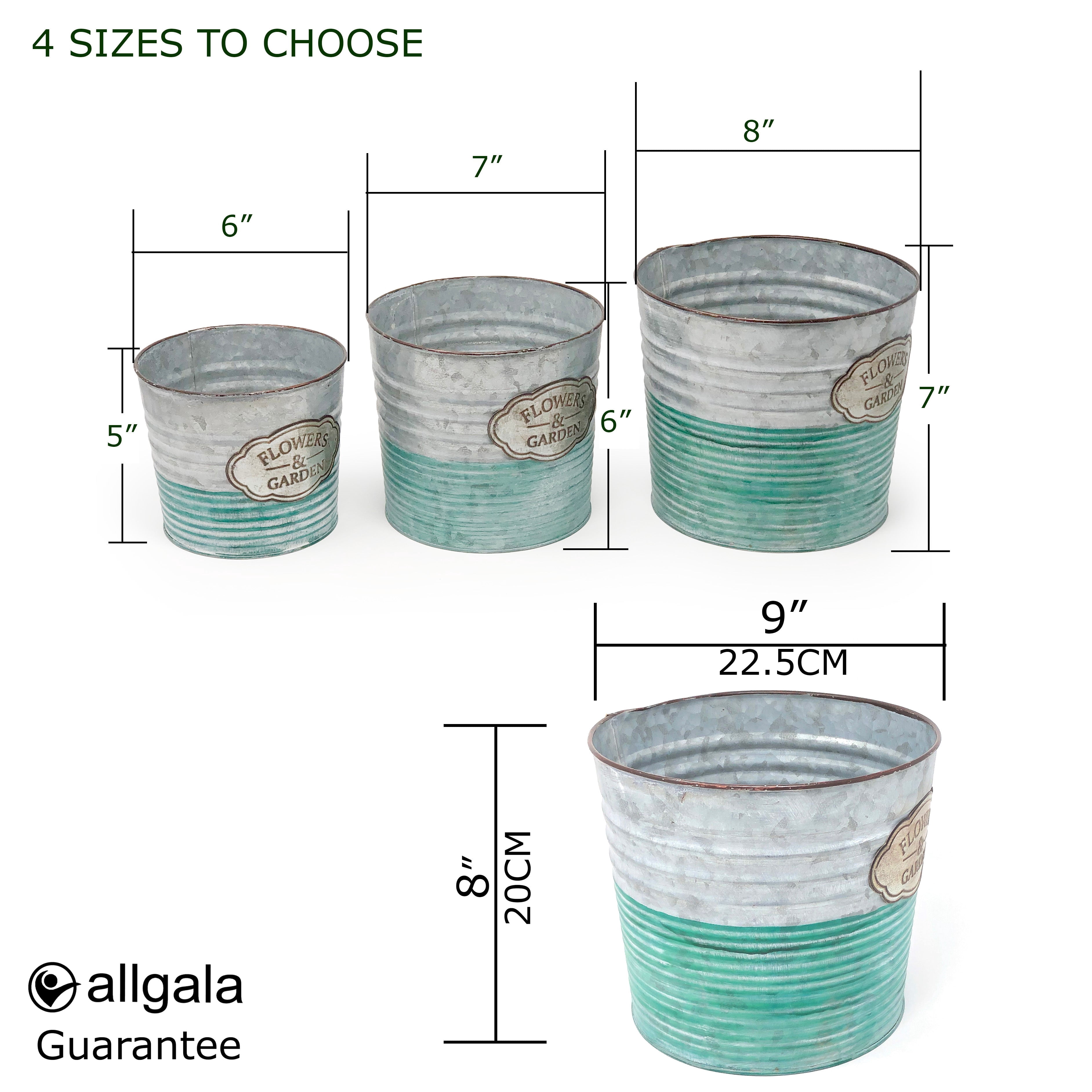 Allgala Galvanized Planter Pot Indoor and Outdoor Decoration-Round-9"-HD88300