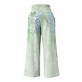 thumbnail image 4 of USNSM High Waist Wide Leg Pants for Women Palazzo Lounge Pants Business Work Casual Floral Print Pants with Pockets Green XL, 4 of 4