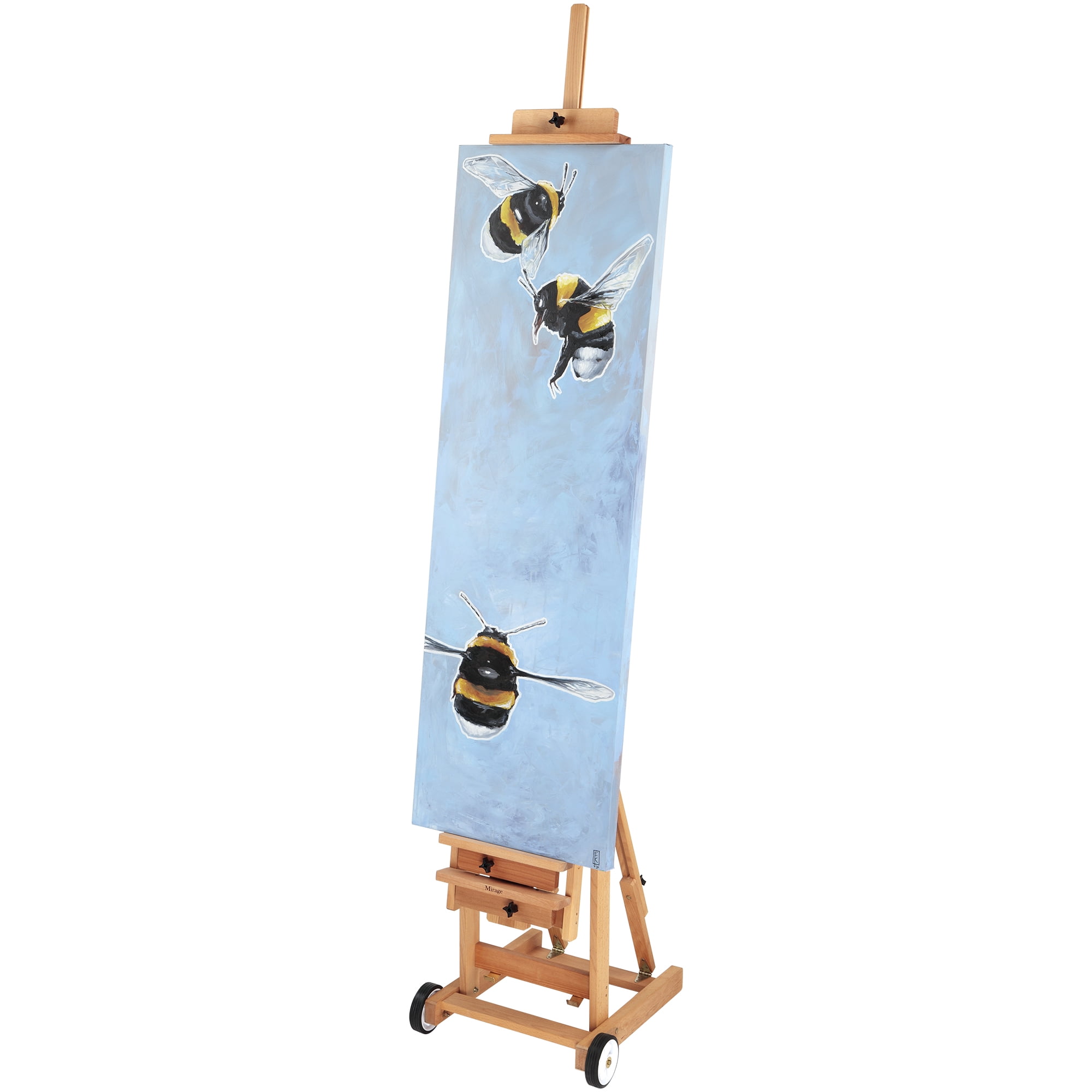 Creative Mark Mirage All Media Wood Studio Easel, Natural Finish, Artist Easel, Adjustable Angle, Solid Elmwood, 83" Height, 71" Canvas Capacity, Sturdy Base