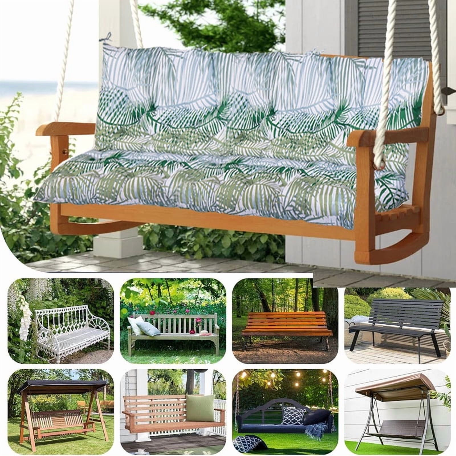 Outdoor swing cushions bench cushion, Waterproof Porch swing replacement cushions for outdoor furniture, 4" thick Bench Cushion for Backyard, Patio, Lawn（Bamboo leaves 40×47in）