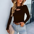 thumbnail image 6 of Herrnalise Women's Knitted Crop Tops Ladies Slim Fit Long Sleeve Sweater Solid Color Knit Hollow Top Crew Neck Sweater Pullover Jumper Sweaters, 6 of 6