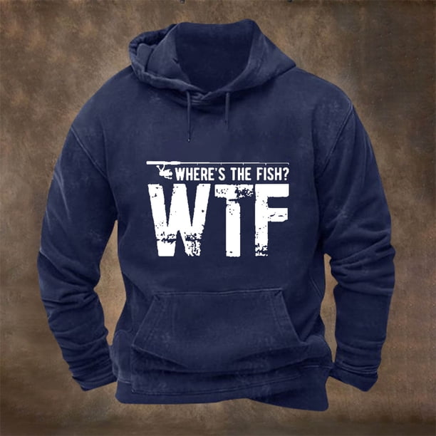 pstuiky camisetas de manga larga para hombre, Sudadera con capucha y bolsillo de manga larga de color liso con estampado para hombre tops de invierno para hombre l