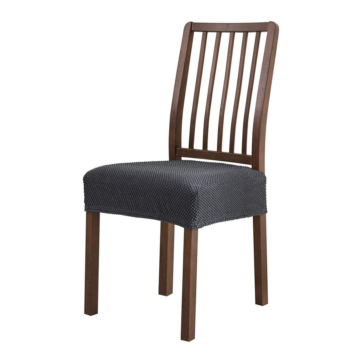 4Pcs Velvet Dinning Chair Seat Cover Stretchable Slipcovers Dark Gray 