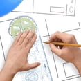 thumbnail image 2 of Regla geométrica multifuncional, herramienta de plantilla de dibujo geométrico, suministros de oficina escolares de plástico para estudiantes, 2 of 5