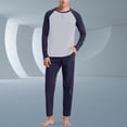 thumbnail image 2 of GDREDA Men's Home Clothes Mens Soft Home Solid Color Shirt Pants Pajama Set Home Service Two Piece Set Men's Pajama & Loungewear Navy,S, 2 of 4