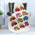 thumbnail image 4 of Truck Soft Flannel Fleece Throw Blanket, Ice Cream Doughnut Burgers Pizza Sushi Hotdog Colorful Food Truck Illustration, Cozy Plush for Indoor and Outdoor Use, 50" x 60", Multicolor, by Ambesonne, 4 of 5