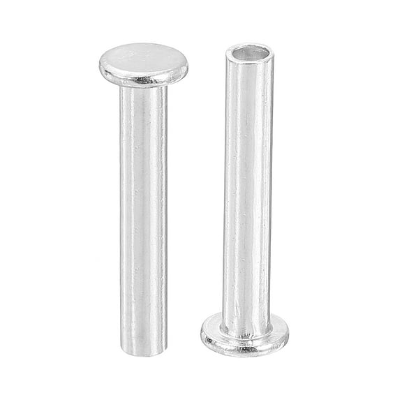 Uxcell 50Pack 3mm x 16mm Aluminum Flat Head Semi Tubular Rivets Silver Tone