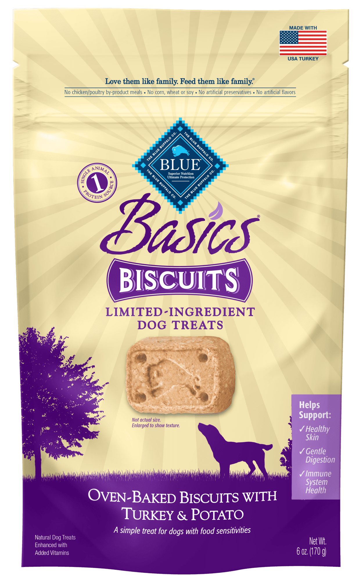 Blue Buffalo Basics Limited Ingredient Diet Biscuits Crunchy Dog Treats