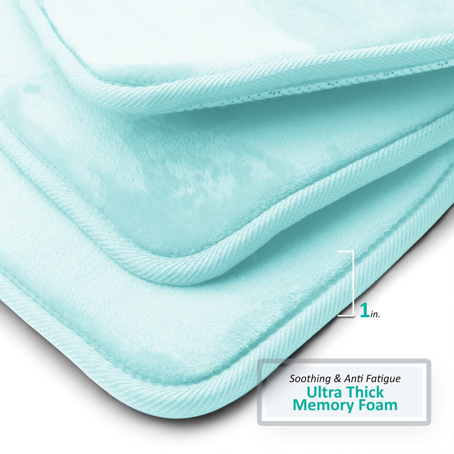 SSyao 3PC Bathroom Rug Memory Foam Bath Mat Set - Small Large and Contour Bath Rugs,Aqua Blue