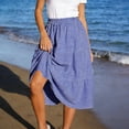 thumbnail image 7 of FAHXNVB Women's Gingham Skirt Summer Casual High Waist Tiered Plaid A-Line Midi Skirts Swing Ruffle Plaid Skirts,S,Blue, 7 of 7