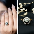 thumbnail image 3 of Rosec Jewels Tahitian Pearl Diamond Engagement Ring with Halo - 8 Carat - Black Pearl Ring - AAA Quality - With Jewelry Box, 10K Yellow Gold, US 9.00, 3 of 9