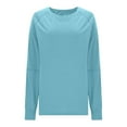 thumbnail image 3 of BiZtdJrK Solid Color Pullovers for Women Crewneck Long Sleeve Sweatshirts Lightweight Casual Workout Tops BLUE S, 3 of 9