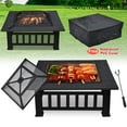 thumbnail image 6 of Multifunctional Fire Pit Table 32in Square Metal Firepit Stove Backyard Patio Garden Fireplace for Camping, Outdoor Heating, Bonfire and Picnic- Antique Gray, 6 of 11