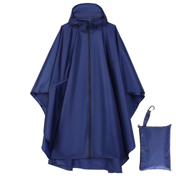 Bocaoying Reusable Rain Ponchos for Adults, Waterproof Raincoat Hooded with Pockets and Zipper, Unisex Rain Ponchos for Women Men Walking Cycling Hiking, Large Size, Yellow/Blue, Thickened