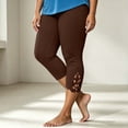 thumbnail image 2 of Ruimatai Womens Plus Size Capri Leggings Elastic High Waist Hollow Lace Trim Soft Casual Cropped Pants, 2 of 6