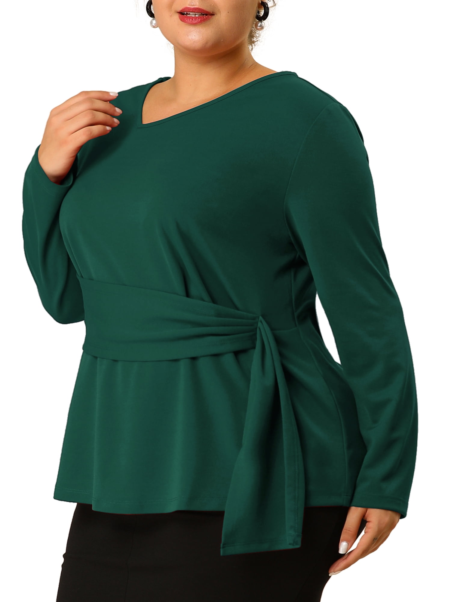 plus size long sleeve peplum tops