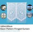 thumbnail image 2 of 120x130cm Window Sheer Curtain Swan Pattern Fringed Fabric Room Lace Drape, 2 of 9