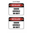 thumbnail image 1 of 2 count "Beware Guard Airedale (v2) on Duty" 11.5 inch x 9 inch Laminated Dog Sign, 1 of 2