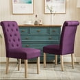 thumbnail image 6 of Roundhill Furniture Amonia 5-Pc Dining Set, Turned-Leg Dining Table with 4 Tufted Chairs, Purple, 6 of 11
