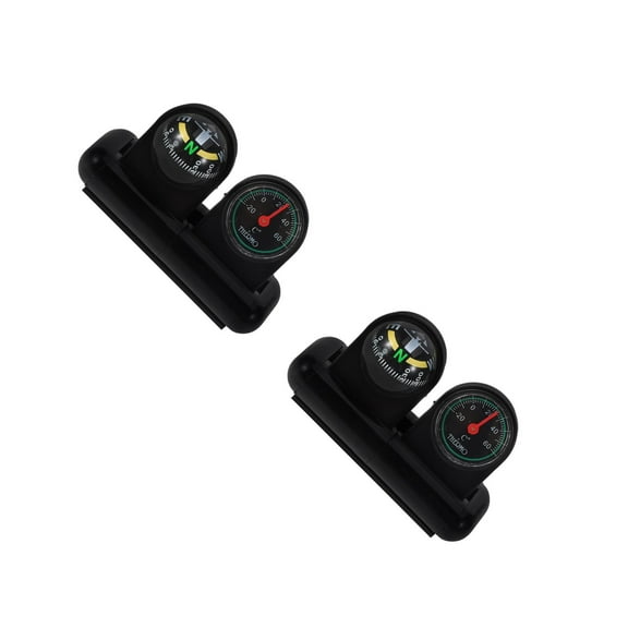 2 Count Car Compass for Dashboard with Thermometer Hiking Work Black