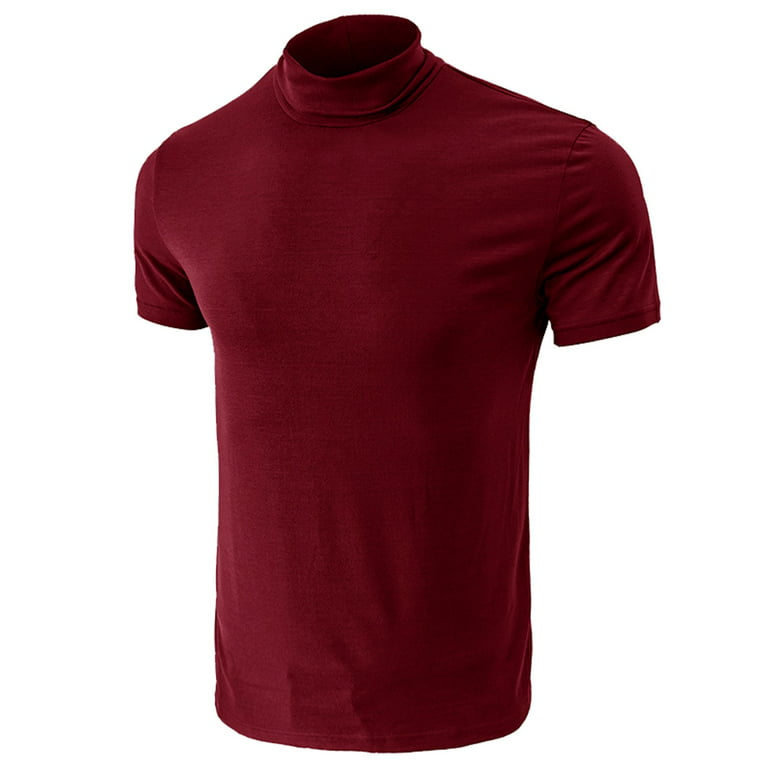 Compression Shirts For Men Male Spring And Summer Solid T Shirt Blouse High  Collar Turtleneck Short Sleeve Tops T Shirt 