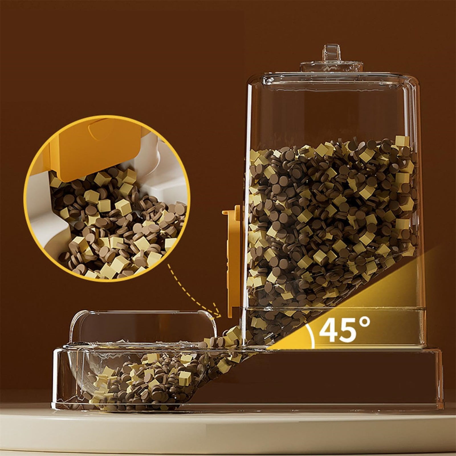 2-in-1 Automatic Pet Feeder,Removable Food and Water Dispenser for Small Dogs and Cats,Portable, Gravity Fed, No Spill,for Home, Travel, and Crate，As Shown