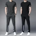 thumbnail image 5 of Conjuntos de pantalones de chándal para gimnasio, ropa deportiva, trajes deportivos, ropa lisa para hombre, jogger negro, camiseta barata para exteriores, camiseta esencial para hombre XL, 5 of 5