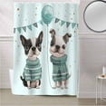 thumbnail image 5 of Fabric Shower Curtain, Pet Dogs Dressed Blue Sweater Balloon Flags Bathroom Curtain with 12 Hooks Waterproof No Bad Odor Machine Washable Bath Curtains for Bathroom, Spa Room, 72"x84", 5 of 6